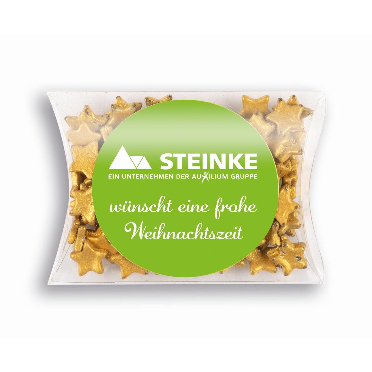 Schoko-Goldsternchen im Süßen Kissen mit Etikett