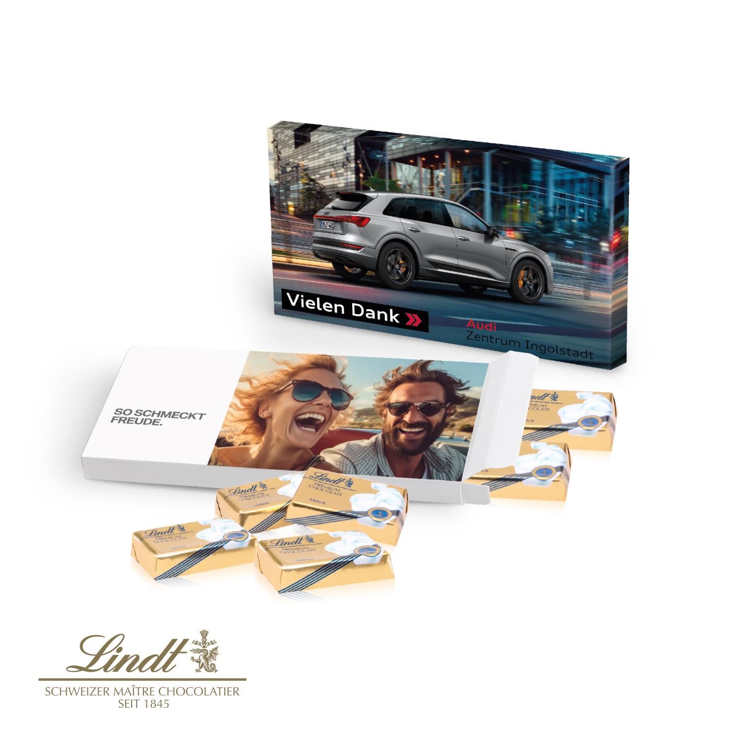 Präsentbox mit Schokotäfelchen, Express Lindt
