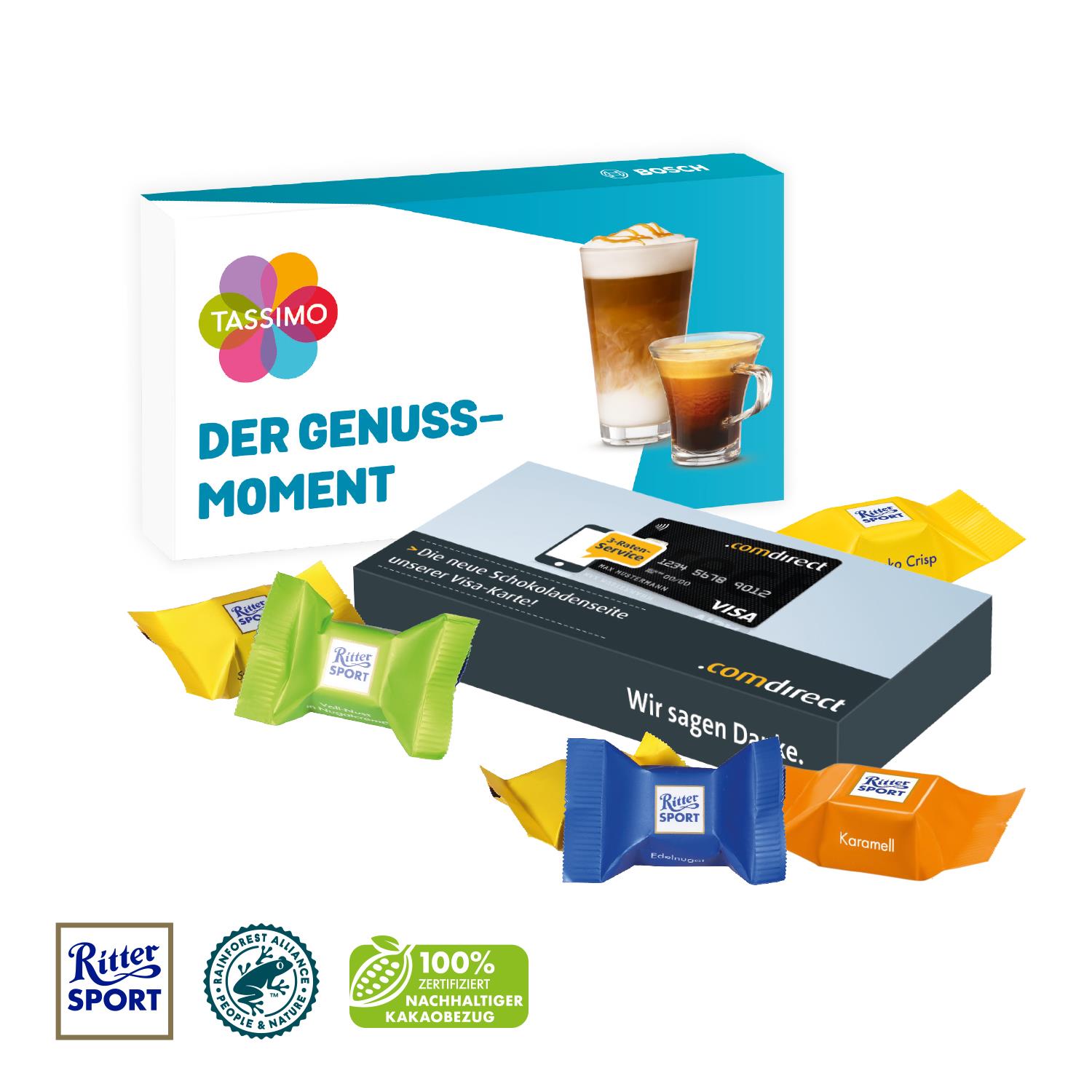 Ritter SPORT Schokowürfel in Präsentbo Ritter SPORT