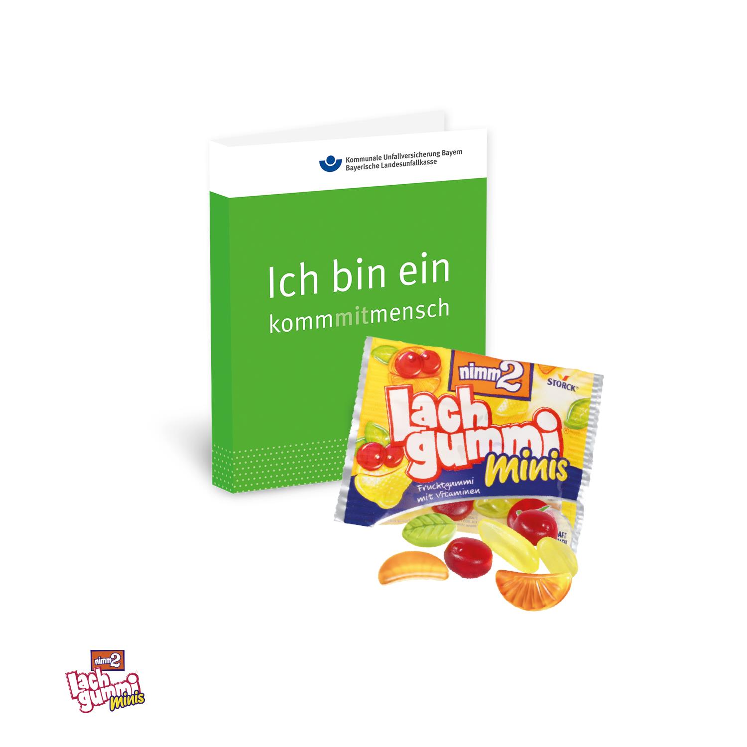 Werbe-Klappkarte mit nimm2 Lachgummi minis nimm2