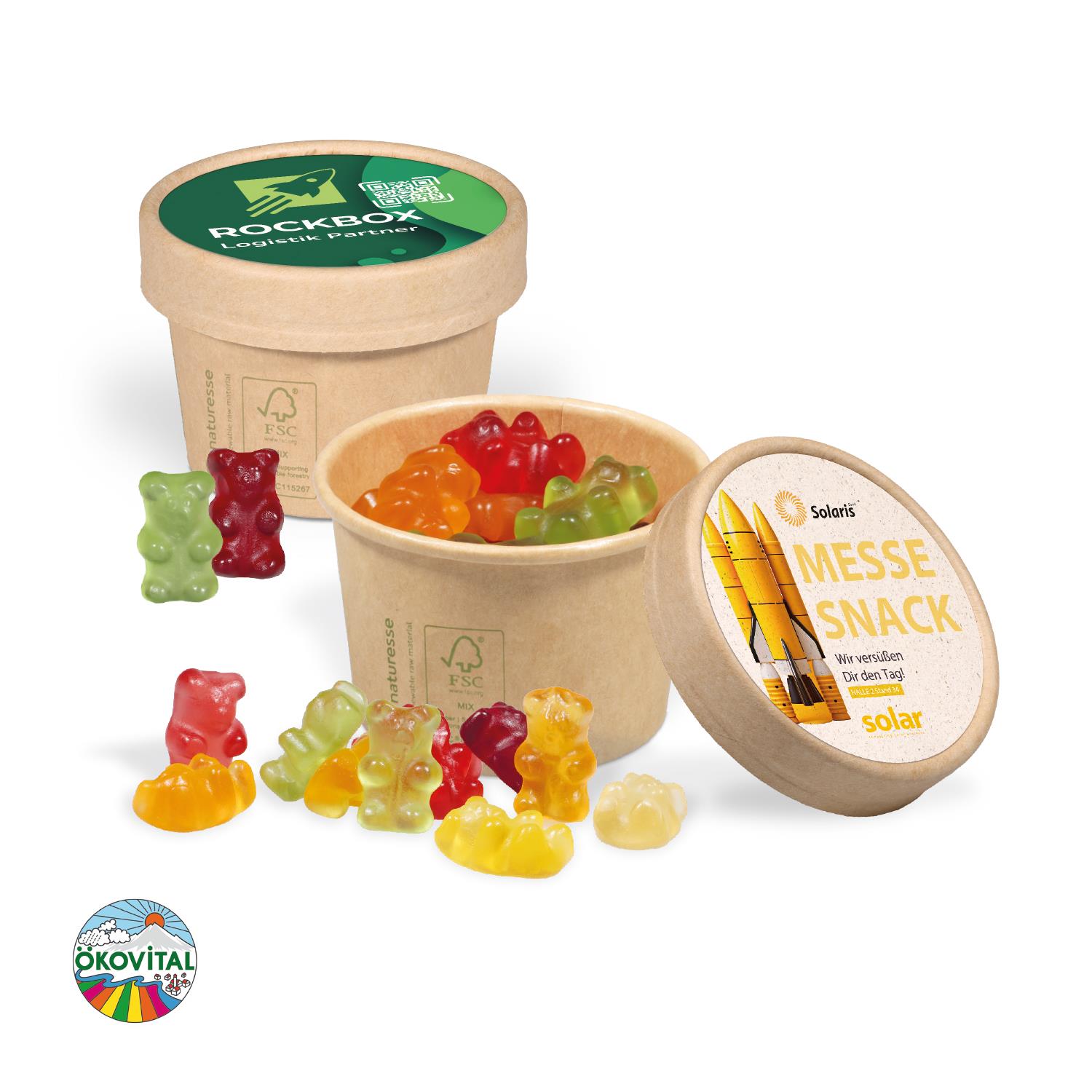 Werbe-Fruchtgummi Paperbox mit Einleger Ökovital