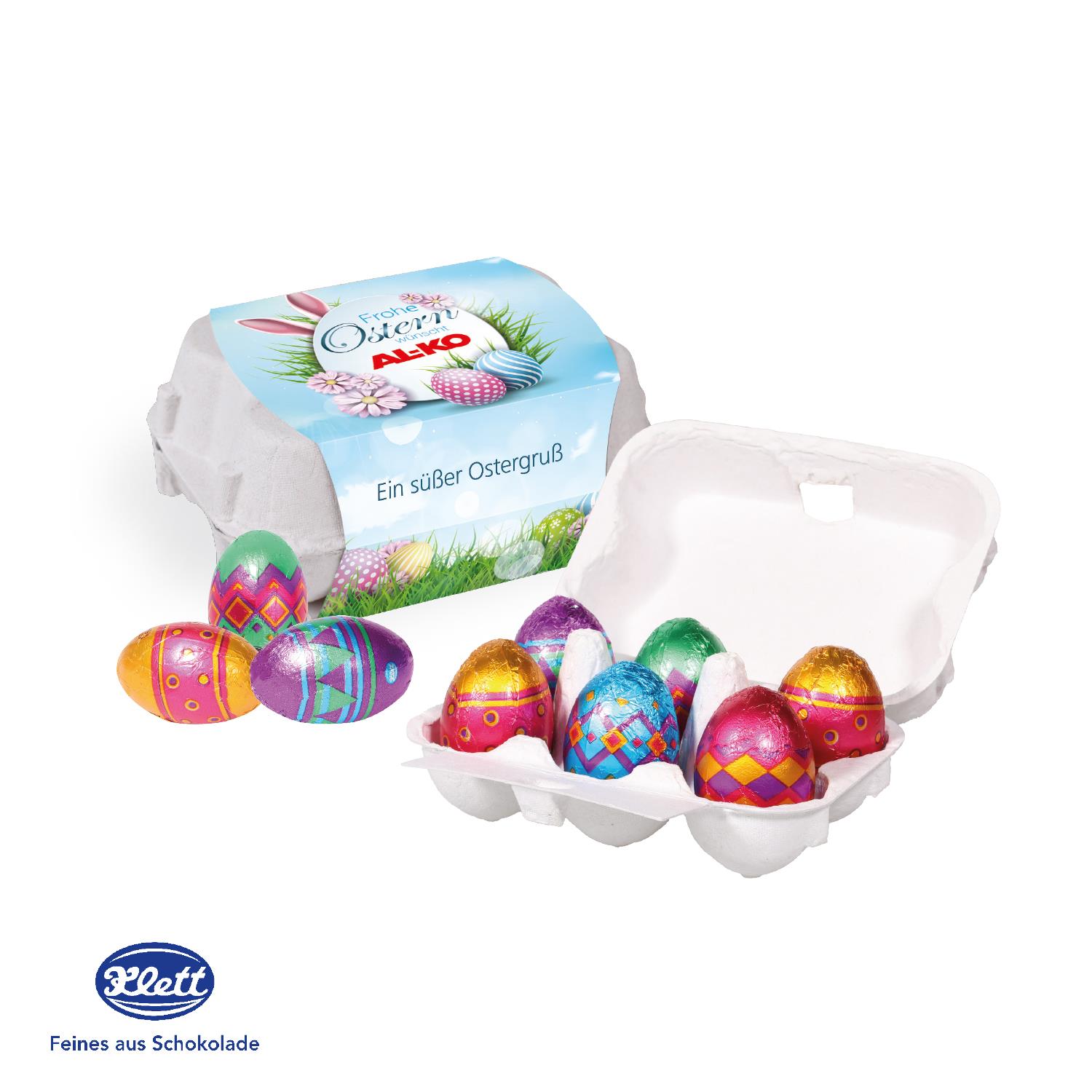 Schoko-Eier 6er mit Klett Schokolade Klett