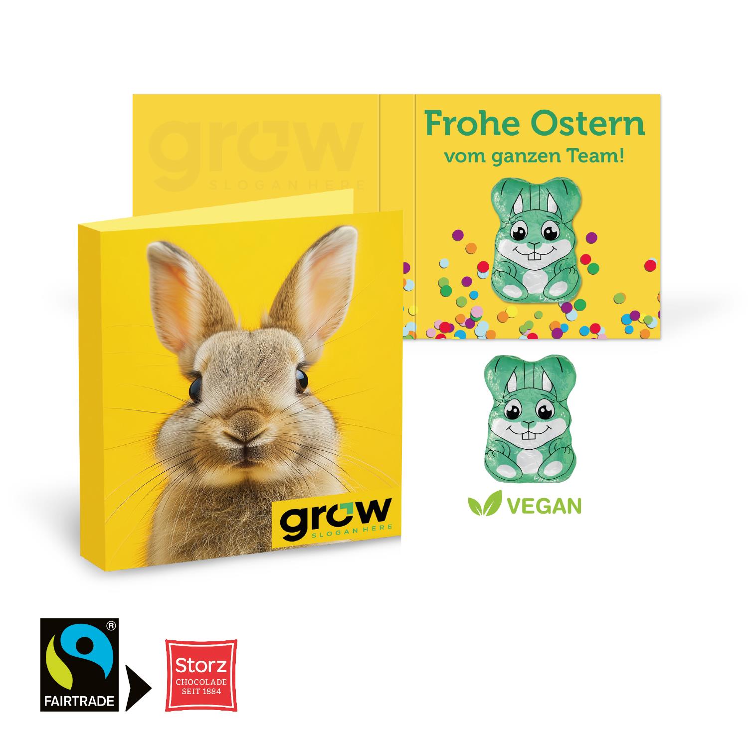 Werbe-Klappkarte Osterhase Vegan Storz
