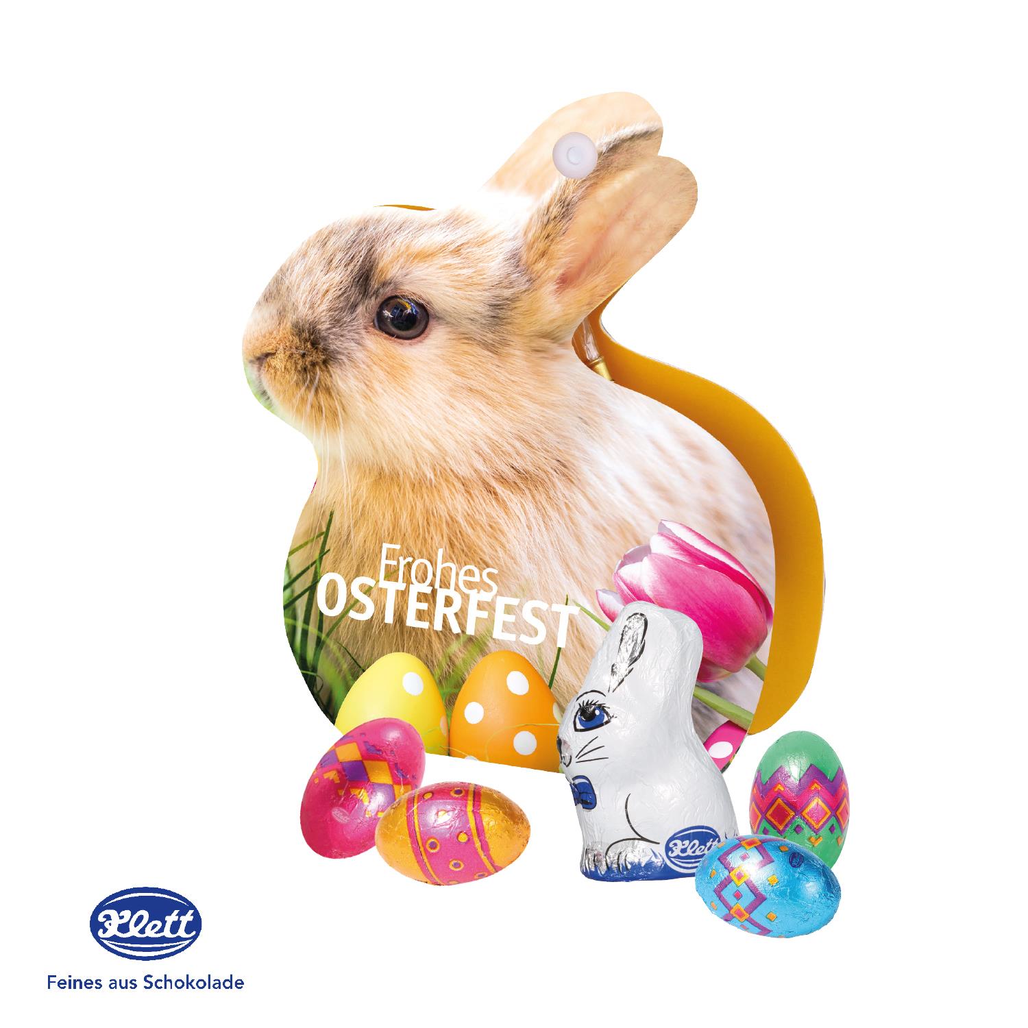 Werbe-Hase mit Schokoladenmischung von Klett