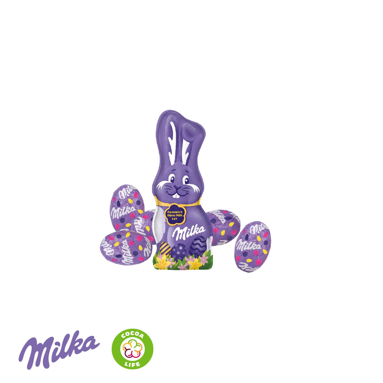 Werbe-Hase mit Schokoladenmischung von Milka