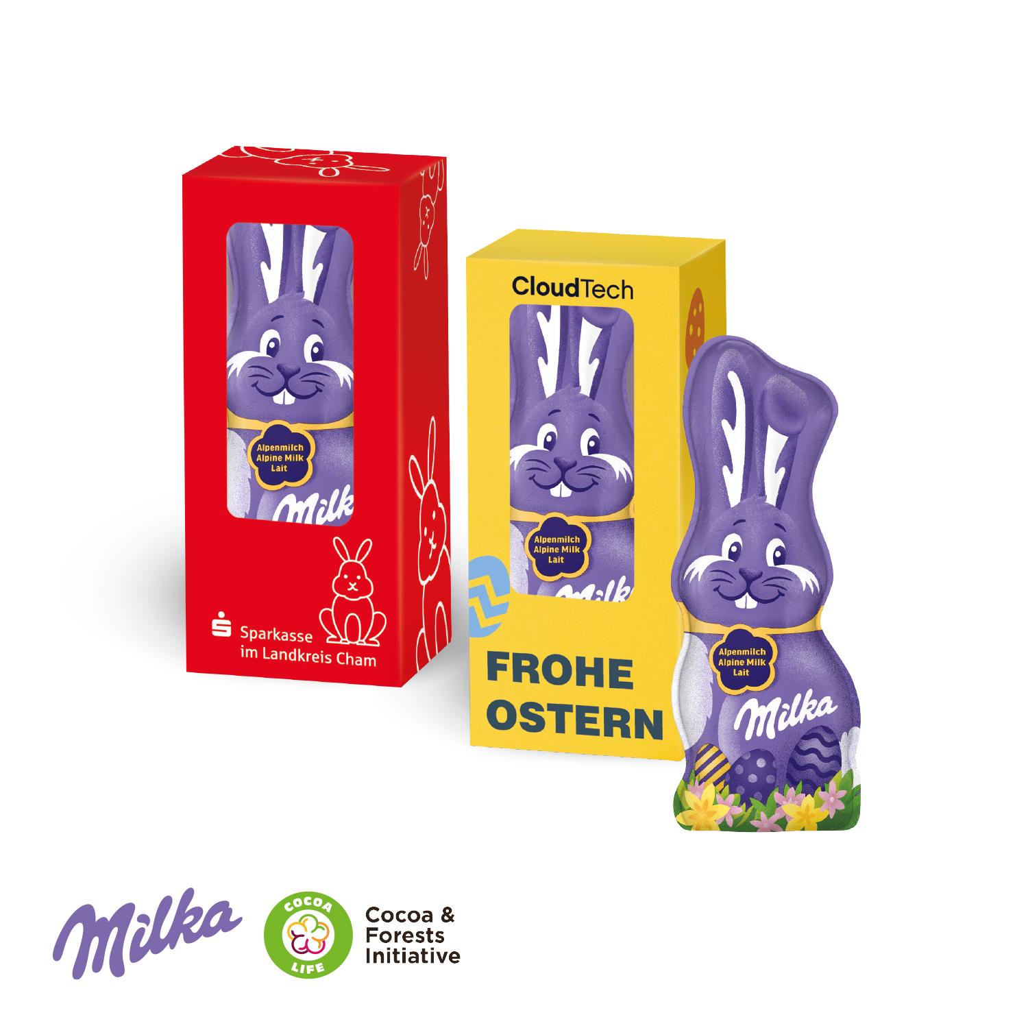Milka Schmunzelhase in der Werbebox, 15 g Milka