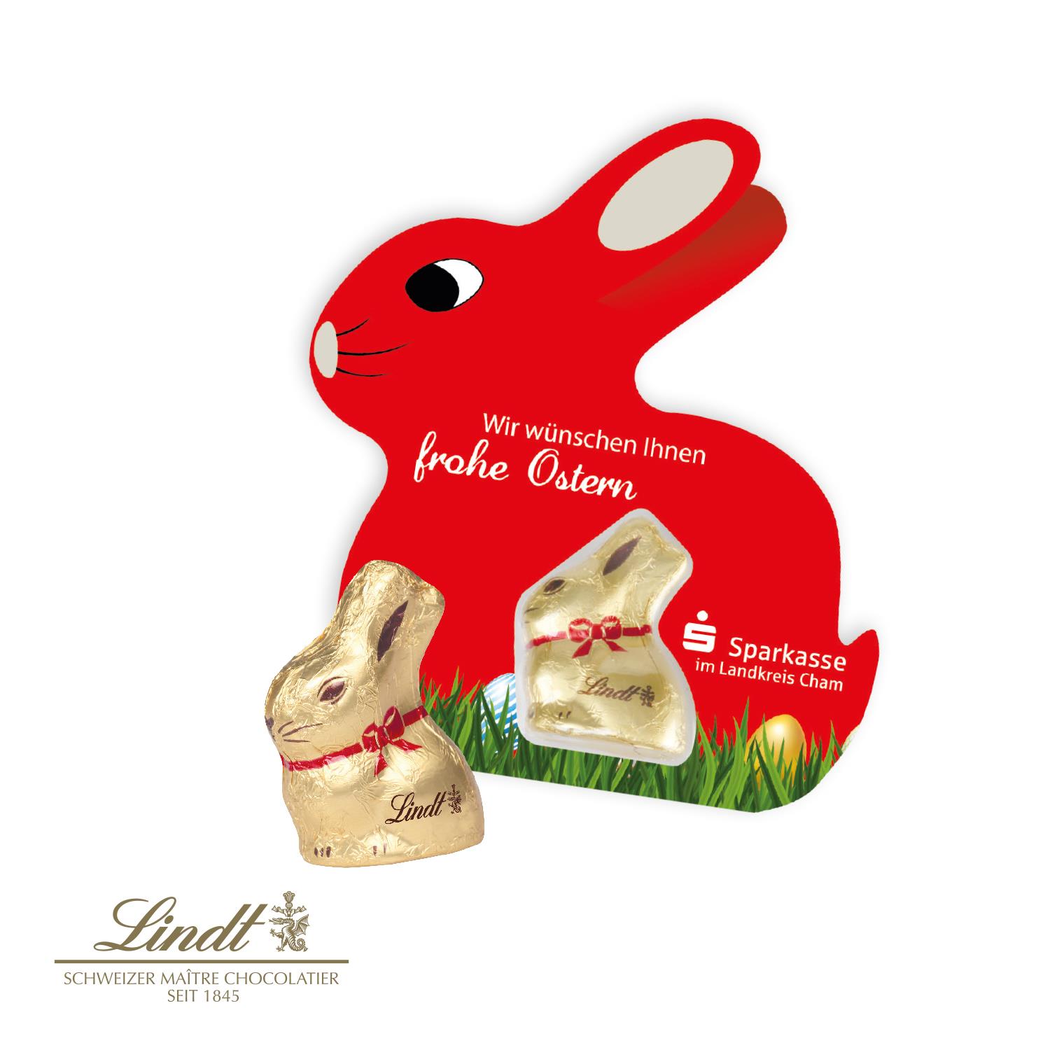 Schokokarte ´Hase´ mit Lindt Goldhase Lindt
