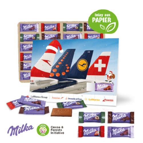 Tisch-Adventskalender mit Milka Schokolade, Inlay aus Papier Milka