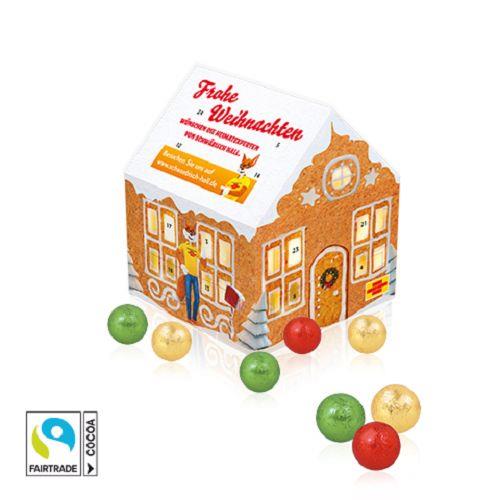 Adventskalender ´Weihnachtshaus´ Classic mit Fairtrade® Schokolade ONLY