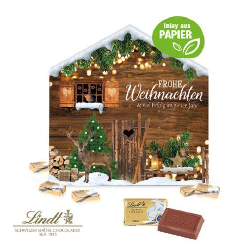 Adventskalender Weihnachtshaus ´Exklusiv´ mit Lindt Schokolade, Inlay aus Papier Lindt