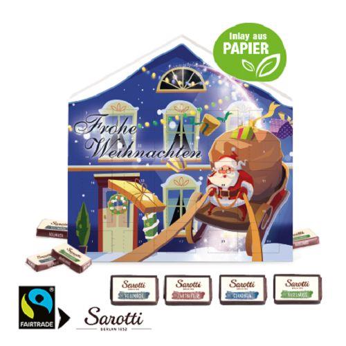 Adventskalender Weihnachtshaus ´Exklusiv´ mit Sarotti Fairtrade® Schokolade, Inlay aus Papier Sarotti