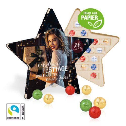 Adventskalender ´Stern´ mit Fairtrade® Schokolade, Inlay aus Papier ONLY
