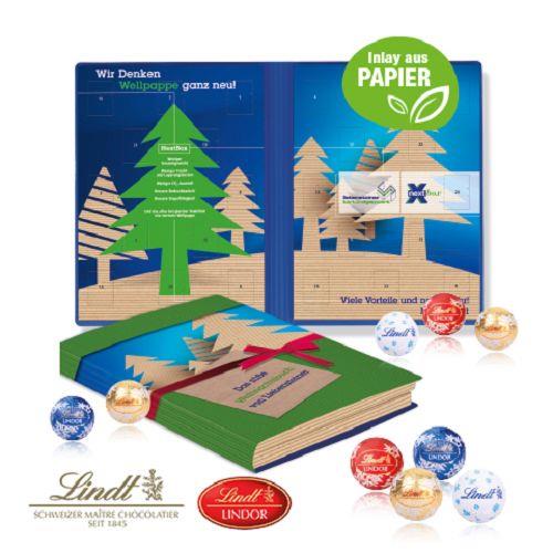 Adventskalender Weihnachtsbuch mit Lindt Minis, Inlay aus Papier Lindt