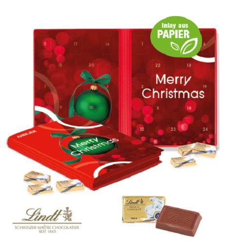 Adventskalender Weihnachtsbuch mit Lindt Schokolade, Inlay aus Papier Lindt