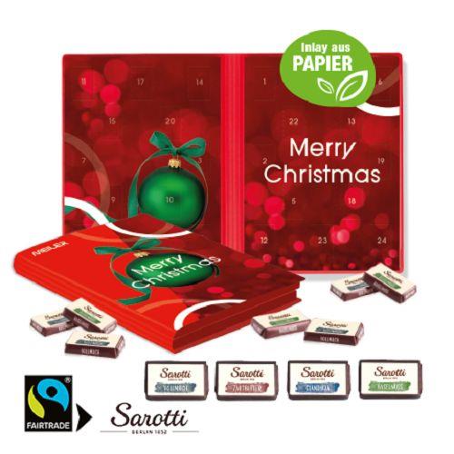 Adventskalender Weihnachtsbuch mit Sarotti Fairtrade® Schokolade, Inlay aus Papier Sarotti