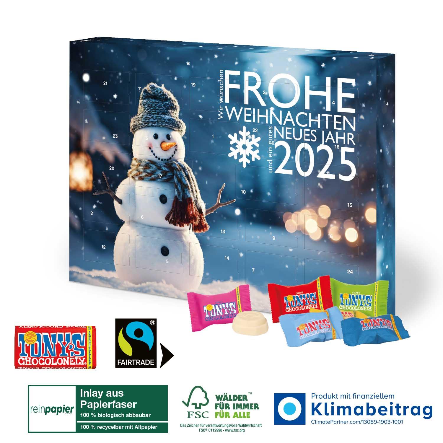 Adventskalender mit Tony´s Schokolade, Inlay aus Papier Tony´s