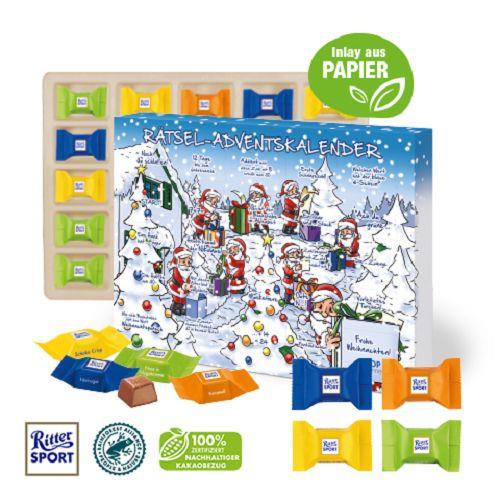 Adventskalender mit Ritter SPORT Schokowürfel, Inlay aus Papier Ritter SPORT