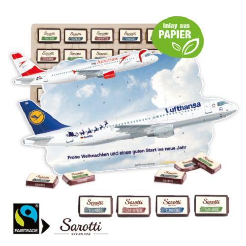 Adventskalender ´individuelle Kalenderform´ mit Sarotti Fairtrade® Schokolade, Inlay aus Papier Sarotti