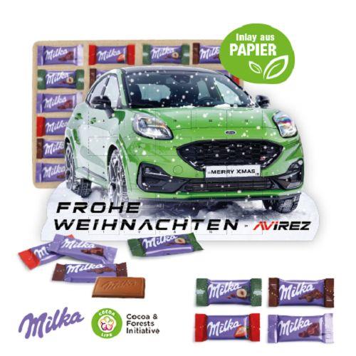 Adventskalender ´individuelle Kalenderform´ mit Milka Schokolade, Inlay aus Papier Milka