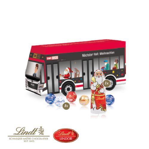 3D Präsent ´Bus´ mit Lindt Minis und Nikolaus Lindt