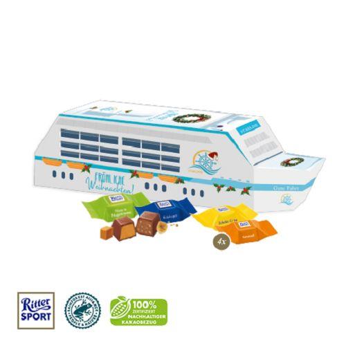 3D Präsent ´Schiff´ mit Ritter SPORT Schokowürfel Ritter SPORT
