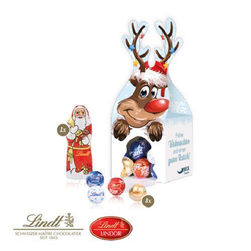 3D Präsent ´Rentier´ mit Lindt Minis und Nikolaus Lindt