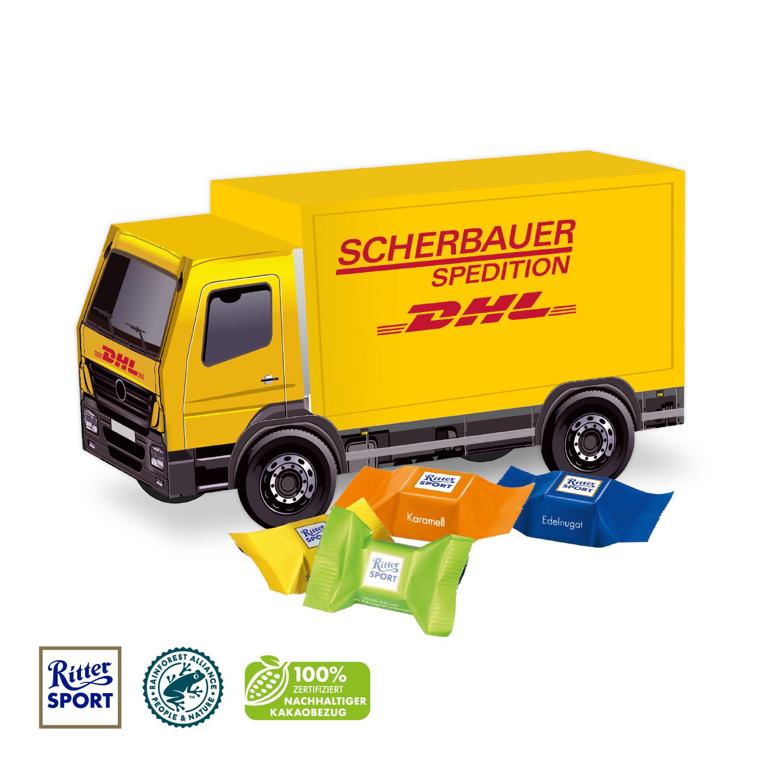 3D Präsent ´LKW´ mit Ritter SPORT Schokowürfel Ritter SPORT