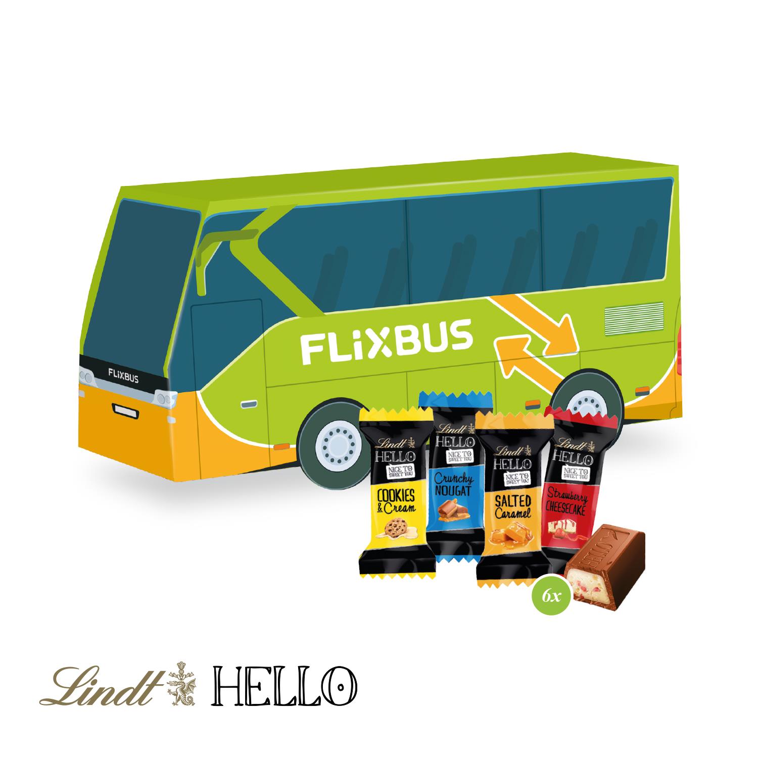 3D Präsent ´Bus´ mit Lindt HELLO Mini Lindt HELLO