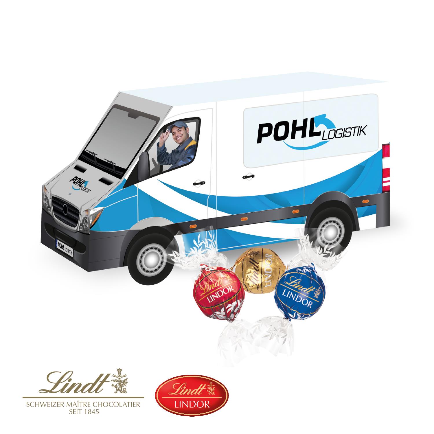 3D Präsent ´Transporter´ mit Lindt Lindor Pralinés Lindt