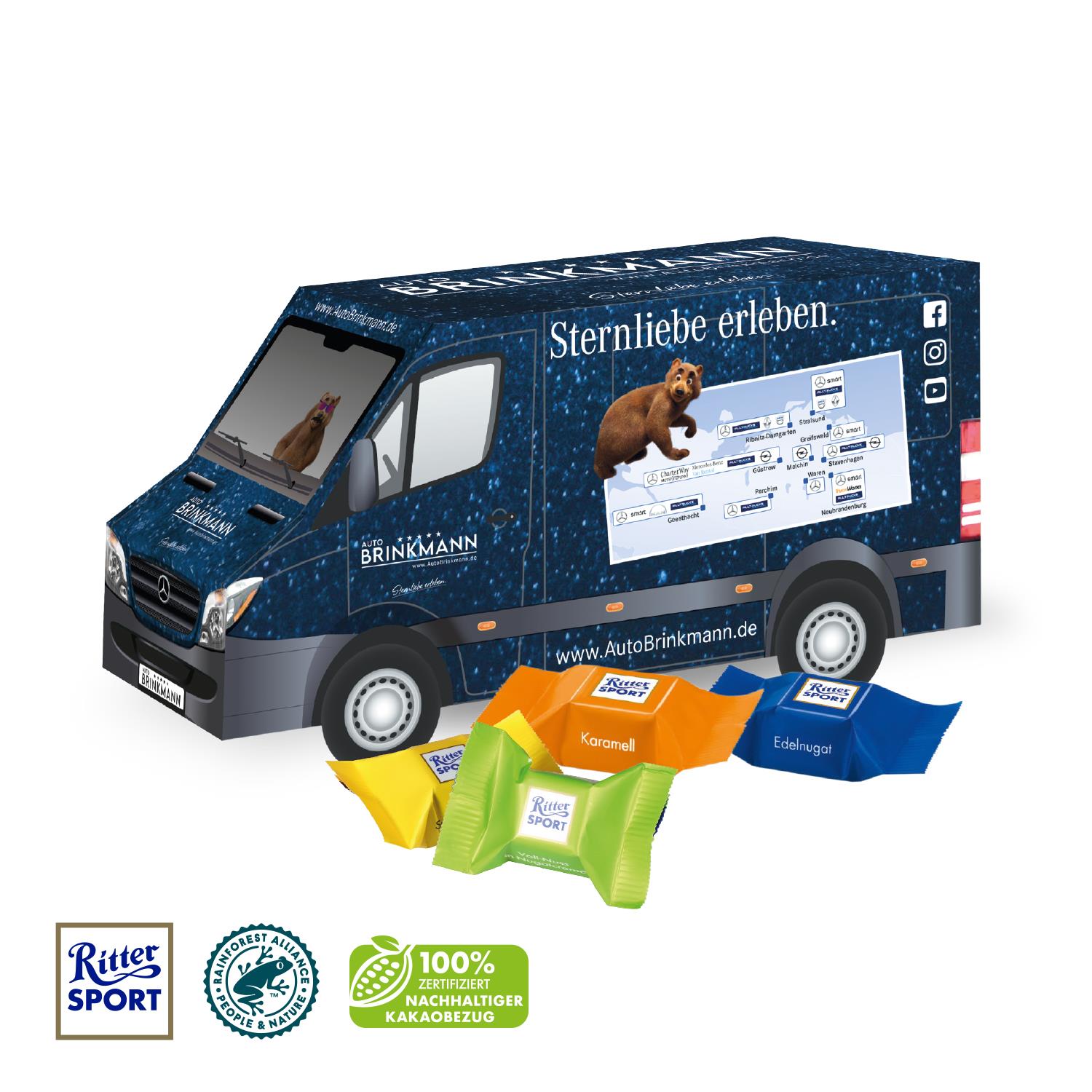 3D Präsent ´Transporter´ mit Ritter SPORT Schokowürfel Ritter SPORT