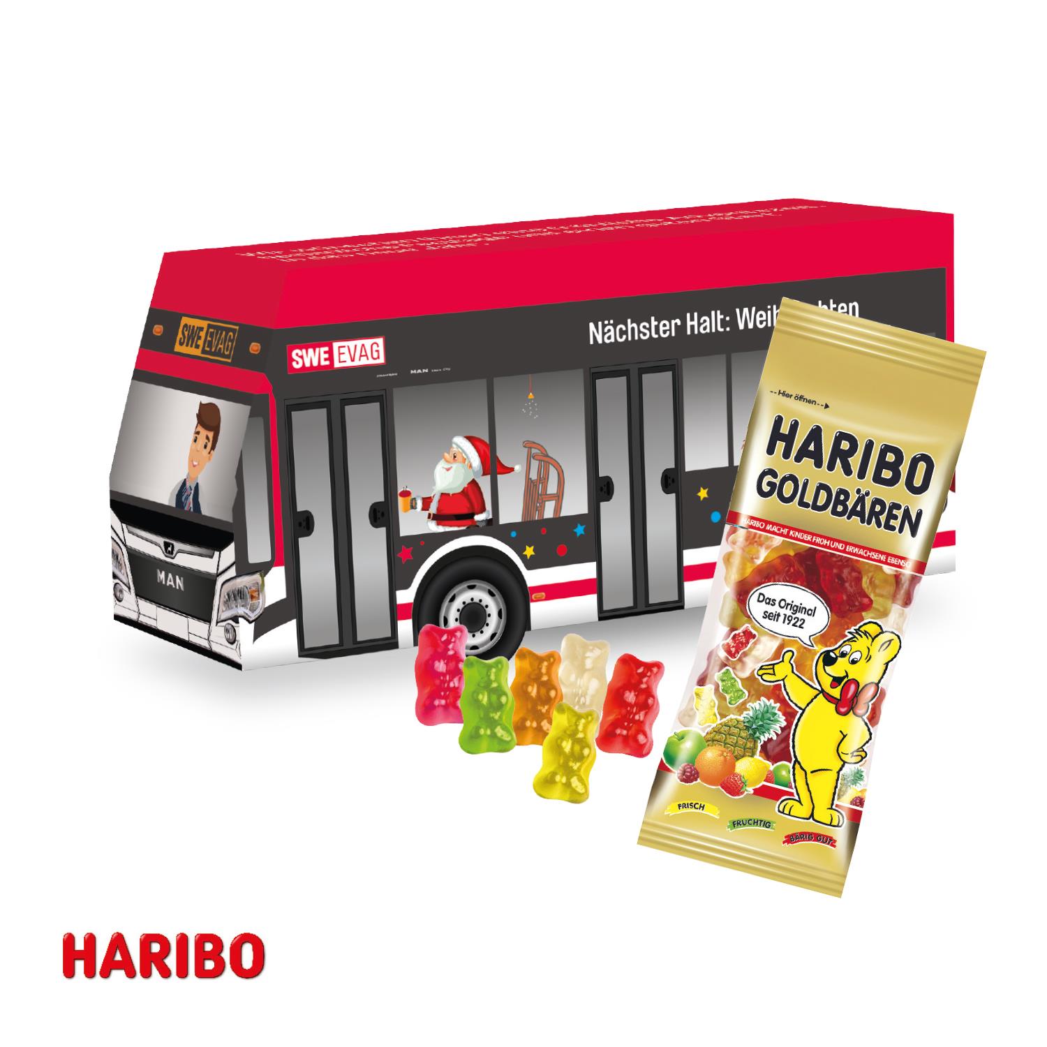 3D Präsent ´Bus´ mit Haribo Goldbären Haribo