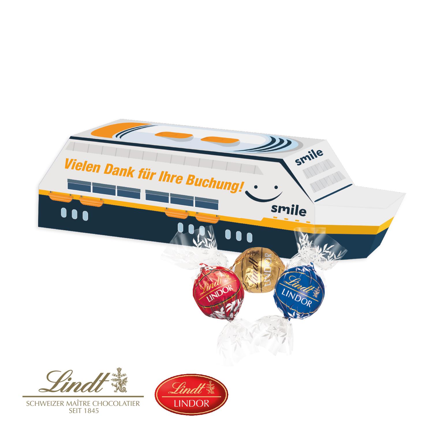 3D Präsent ´Schiff´ mit Lindt Lindor Pralinés Lindt