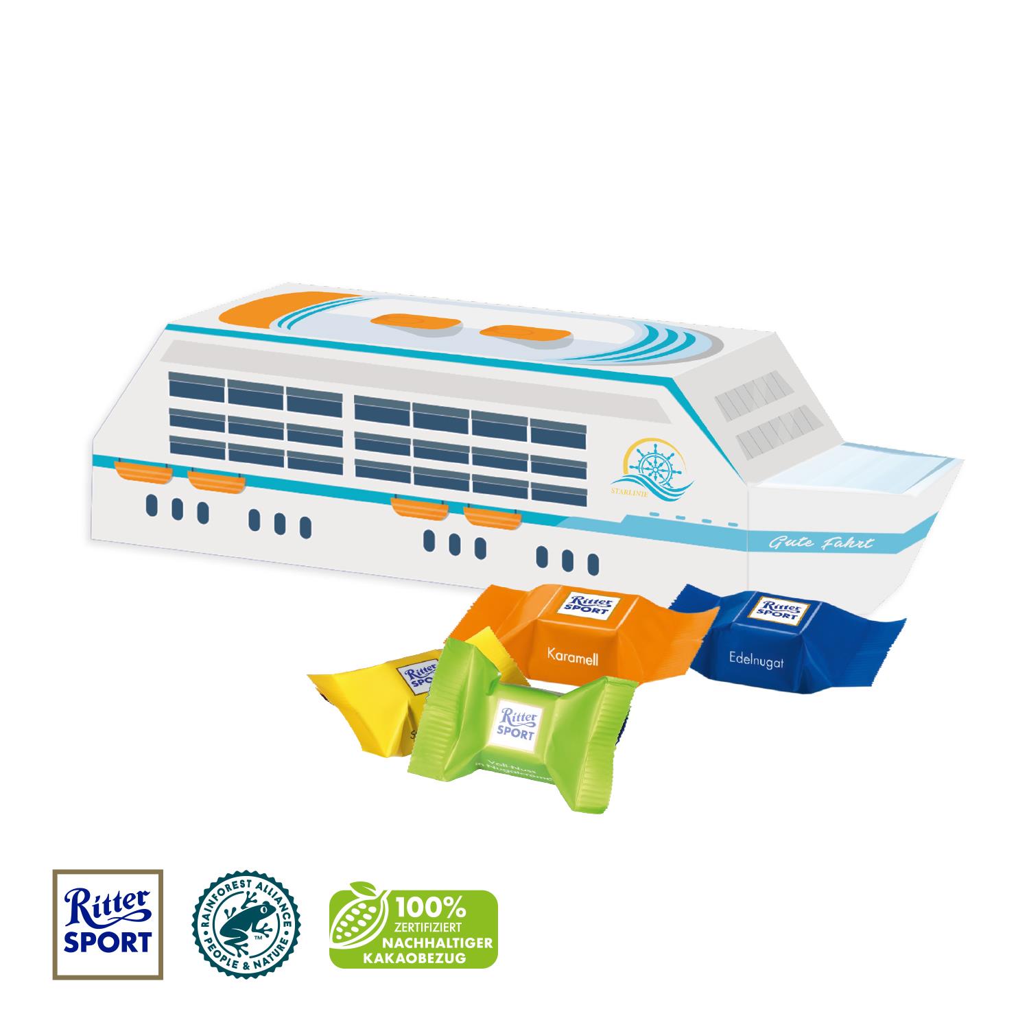 3D Präsent ´Schiff´ mit Ritter SPORT Schokowürfel Ritter SPORT