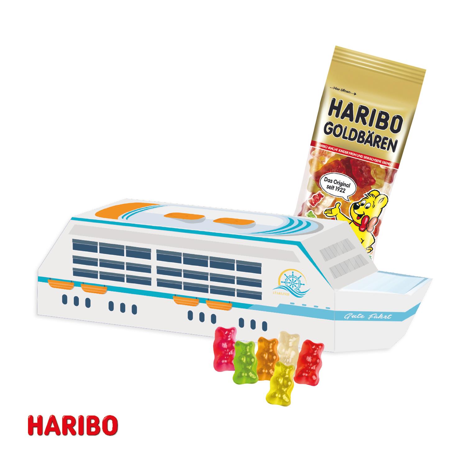 3D Präsent ´Schiff´ mit Haribo Goldbären Haribo
