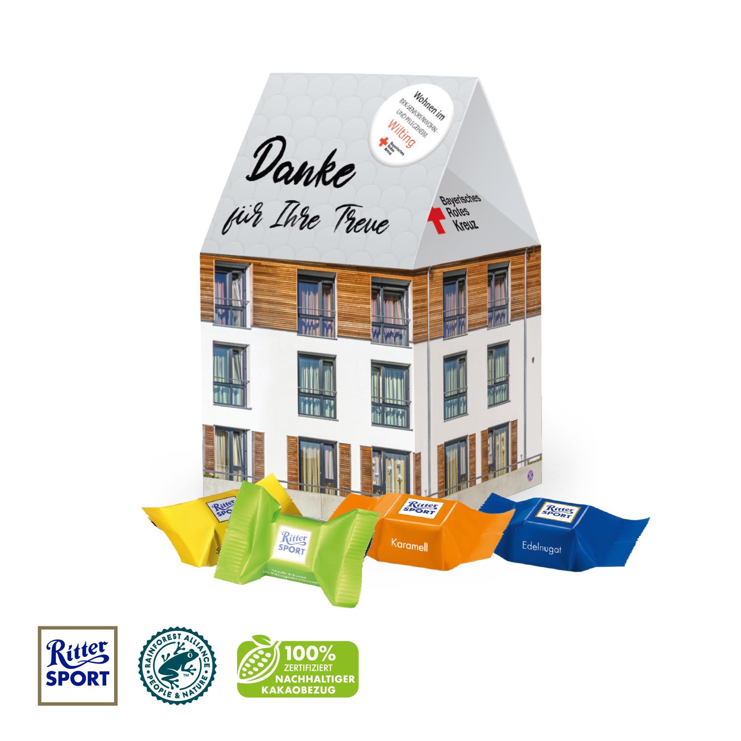 3D Präsent ´Haus´ mit Ritter SPORT Schokowürfel Ritter SPORT