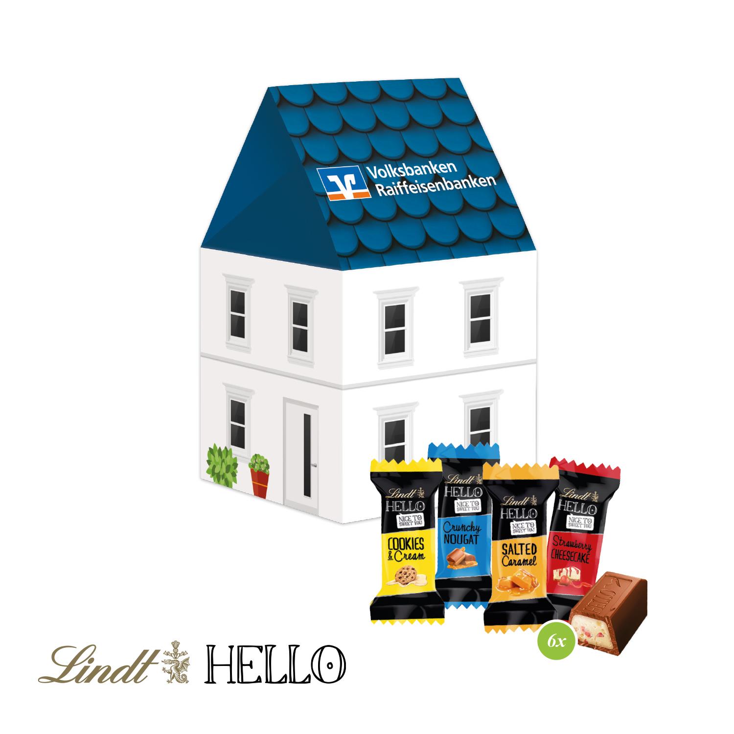 3D Präsent ´Haus´ mit Lindt HELLO Mini Lindt HELLO