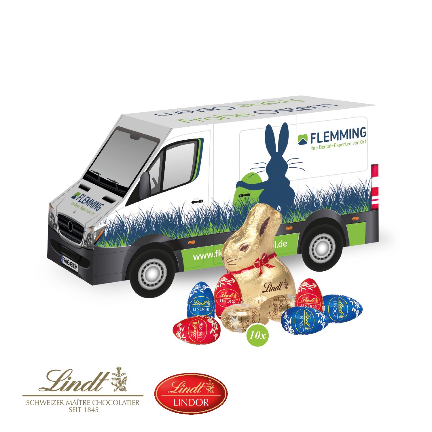 3D Präsent ´Transporter´ Ostern mit Lindt Schokoladenmischung Lindt