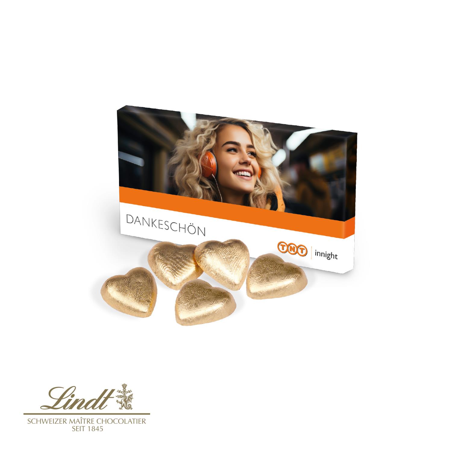 Präsentbox mit Lindt Schokoherzen Lindt