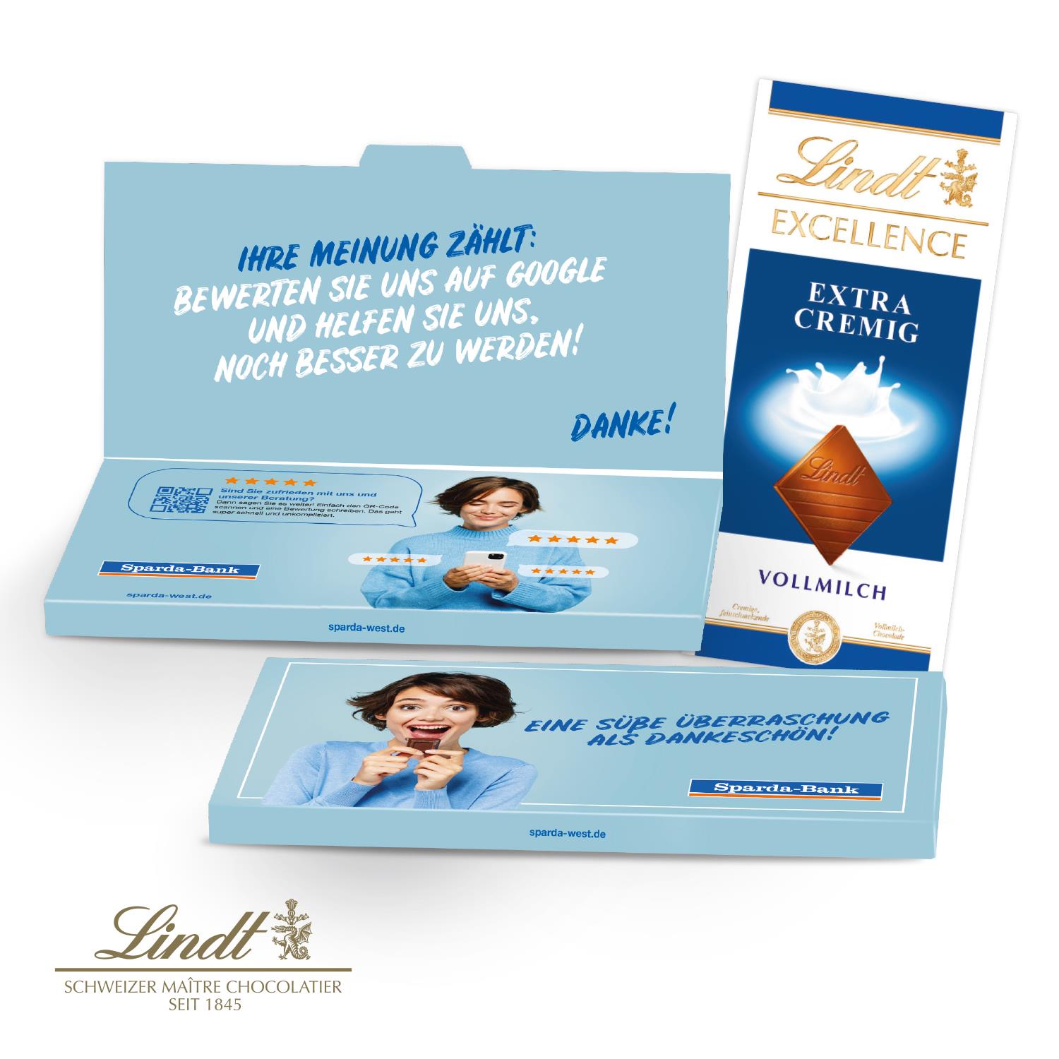 Grußkarte mit Schokoladentafel von Lindt Excellence Lindt