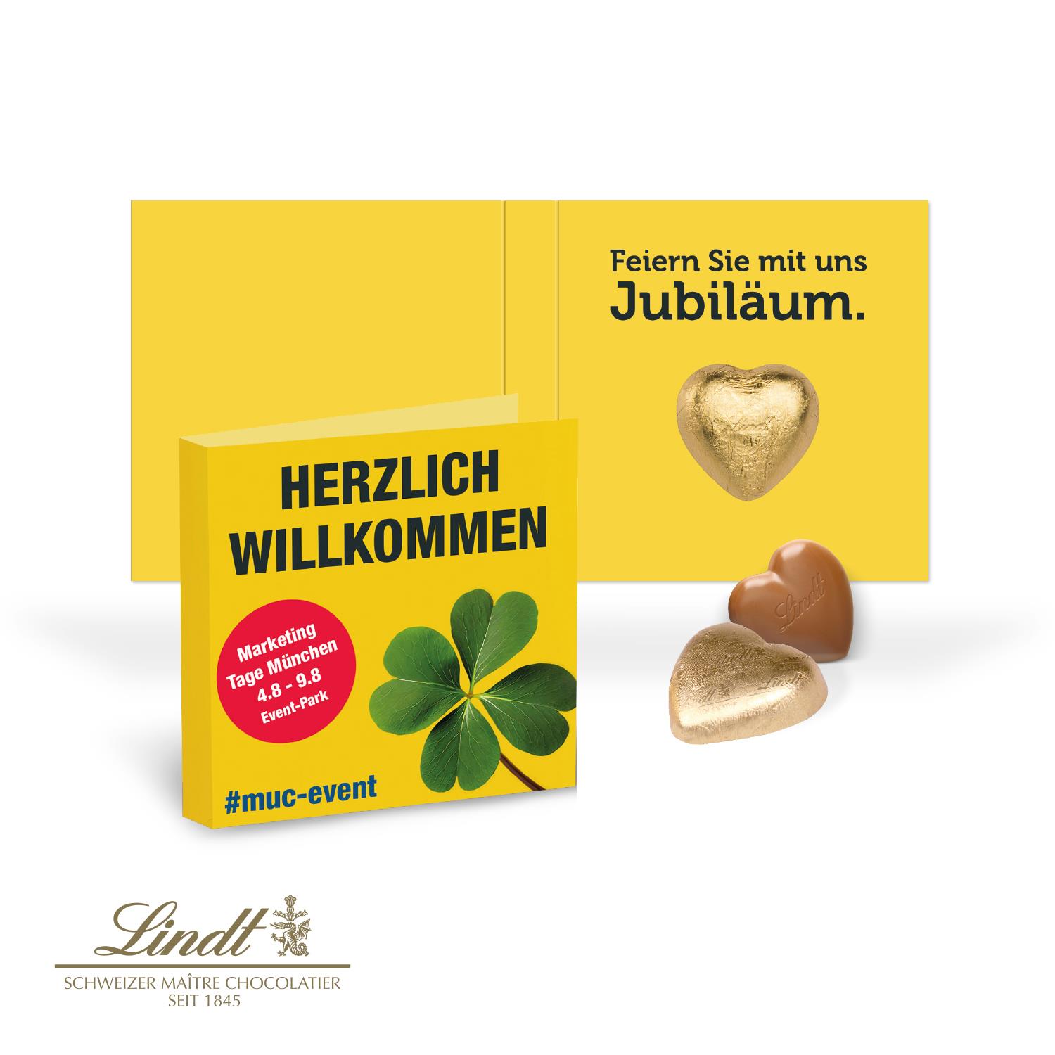 Werbe-Klappkarte mit Schokoladenherz von Lindt, 5 g Lindt