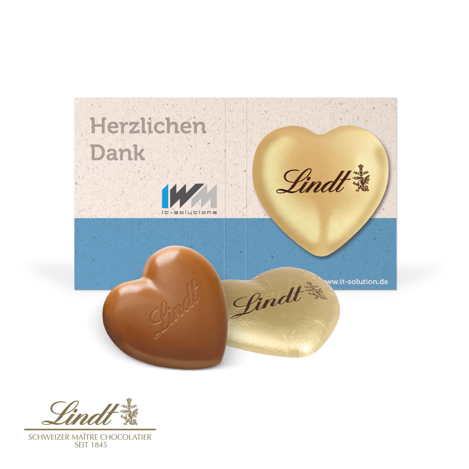 Werbe-Klappkarte mit Schokoladenherz von Lindt, 20 g Lindt