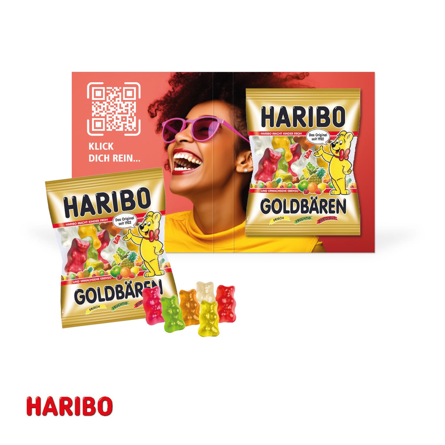 Werbe-Klappkarte mit HARIBO Goldbären Haribo