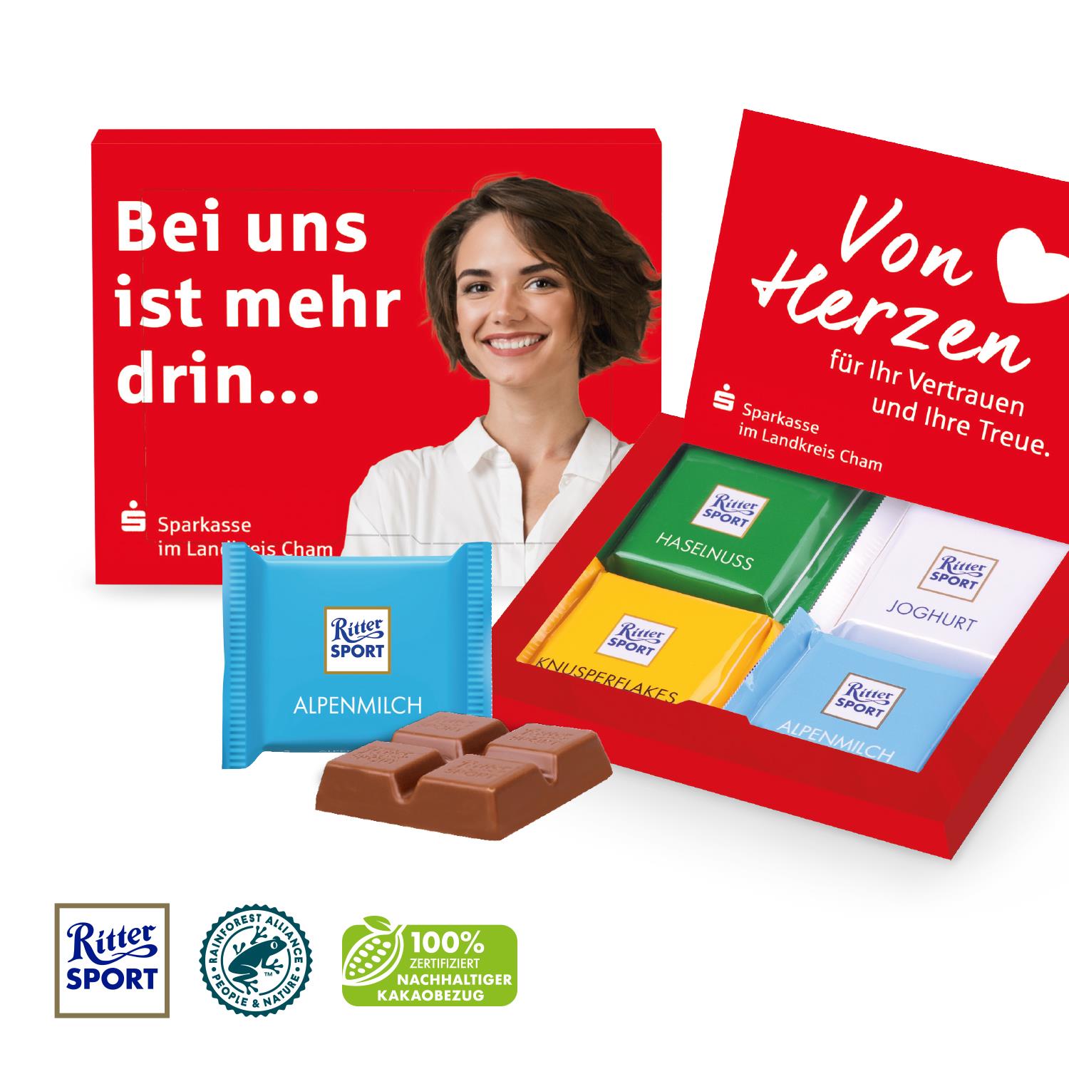 Grußkarte mit Ritter SPORT Schokolade Ritter SPORT