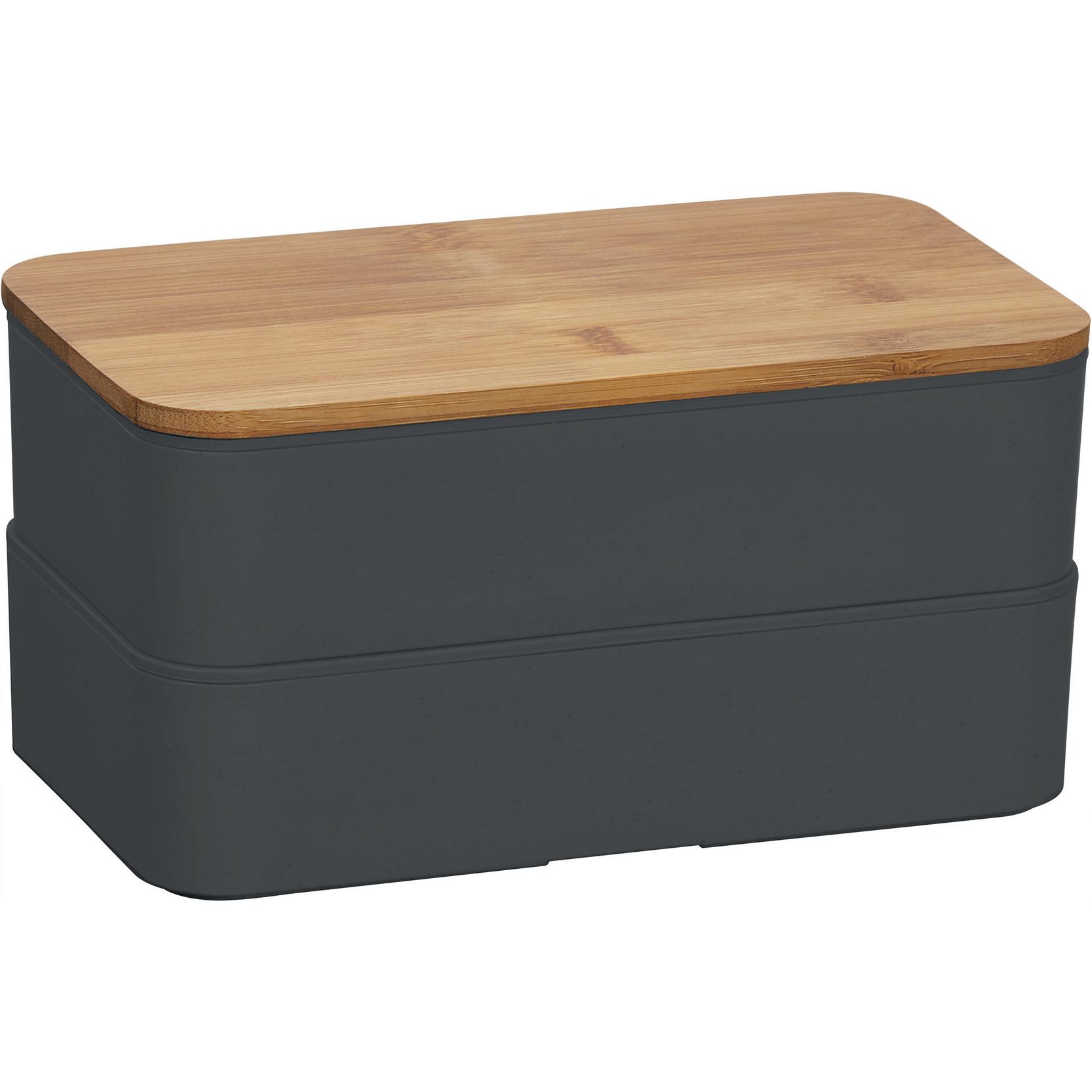 Doppel-Lunchbox mit Bambus-Schneidebrett und Besteck