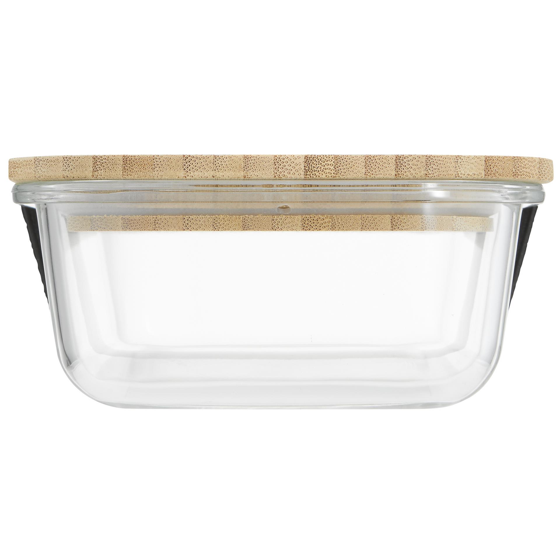 Hitzebeständige Glas-Lunchbox mit Bambusdeckel, Dichtung und 640 ml Volumen
