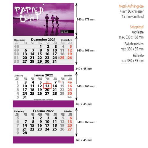 3-Monats Faltkalender ´Tres-Deluxe´