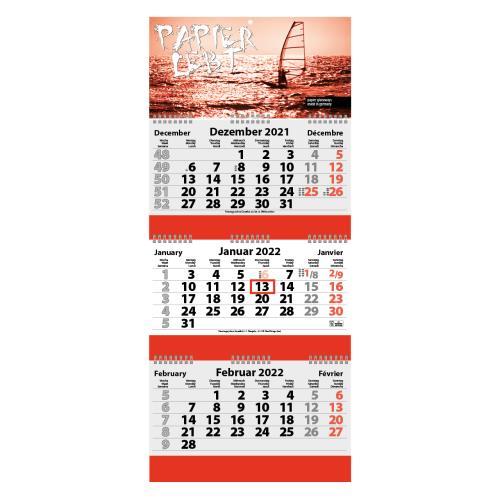 3-Monats Faltkalender ´Tres-Deluxe Ring-Wire´