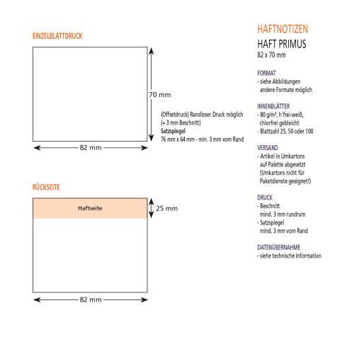Haftnotizen 82 x 70 mm, 4-farbig bedruckt