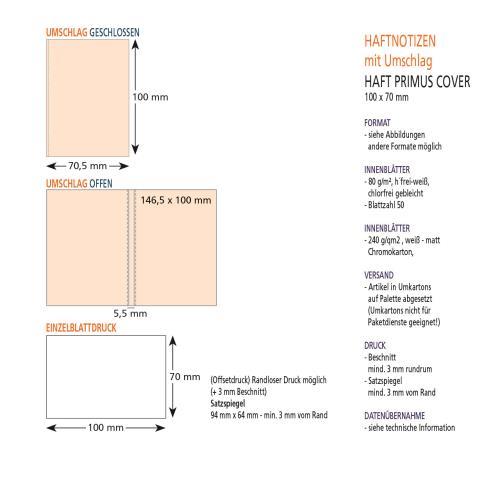 Haftnotizen mit Umschlag 100 x 70 mm, 4-farbig bedruckt