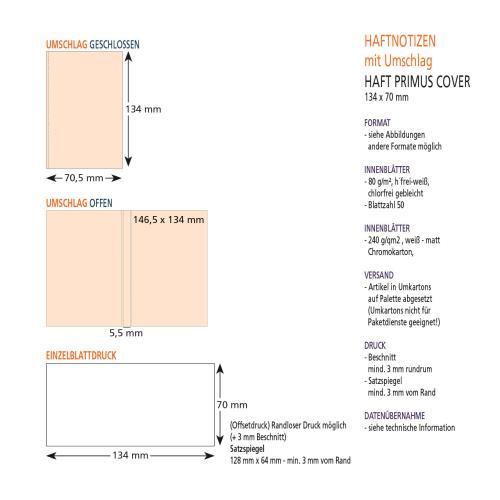 Haftnotizen mit Umschlag 134 x 70 mm, 4-farbig bedruckt